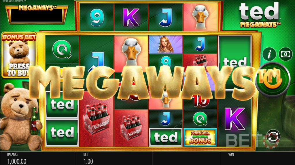 Megaways logo and Ted slots